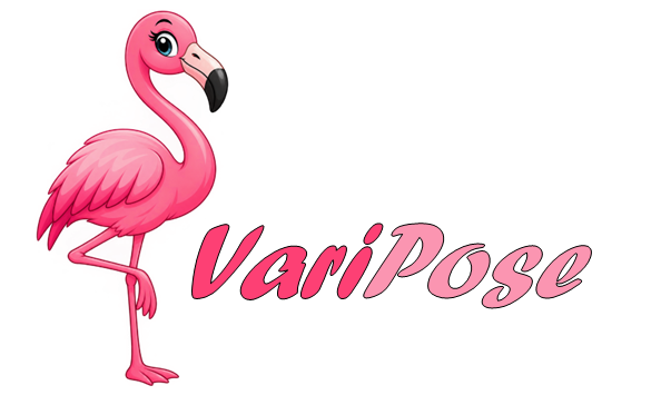 VariPose logo: a pink flamingo standing on one leg