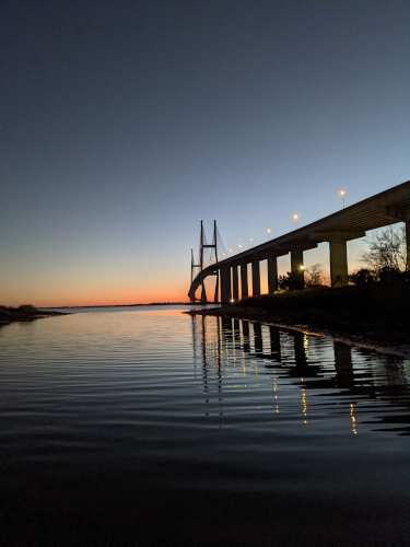 Image of the Sidney Lanier Bridge at dusk
